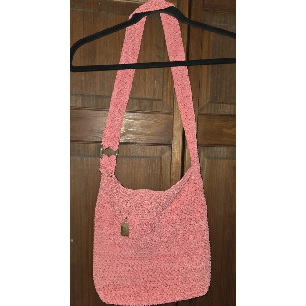 Spring Liz Claiborne Woven Purse 9x12 18"  Pretty‎ Pink Tan Lucite Hardware